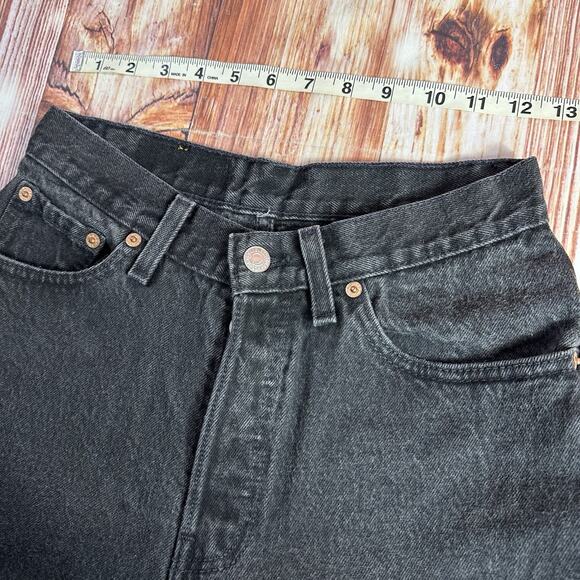 Vintage 90s Levis 501 Size 7 Black Button Fly Jeans Denim Pants Made USA 25x31.5 - Picture 5 of 12